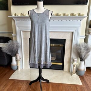 Cable & Gauge Gray Sleeveless Midi Dress with Polka Trim